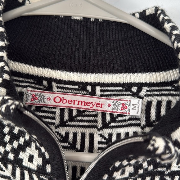 Obermeyer Black and White Patterned Merino Wool Sweater - Picture 3 of 5